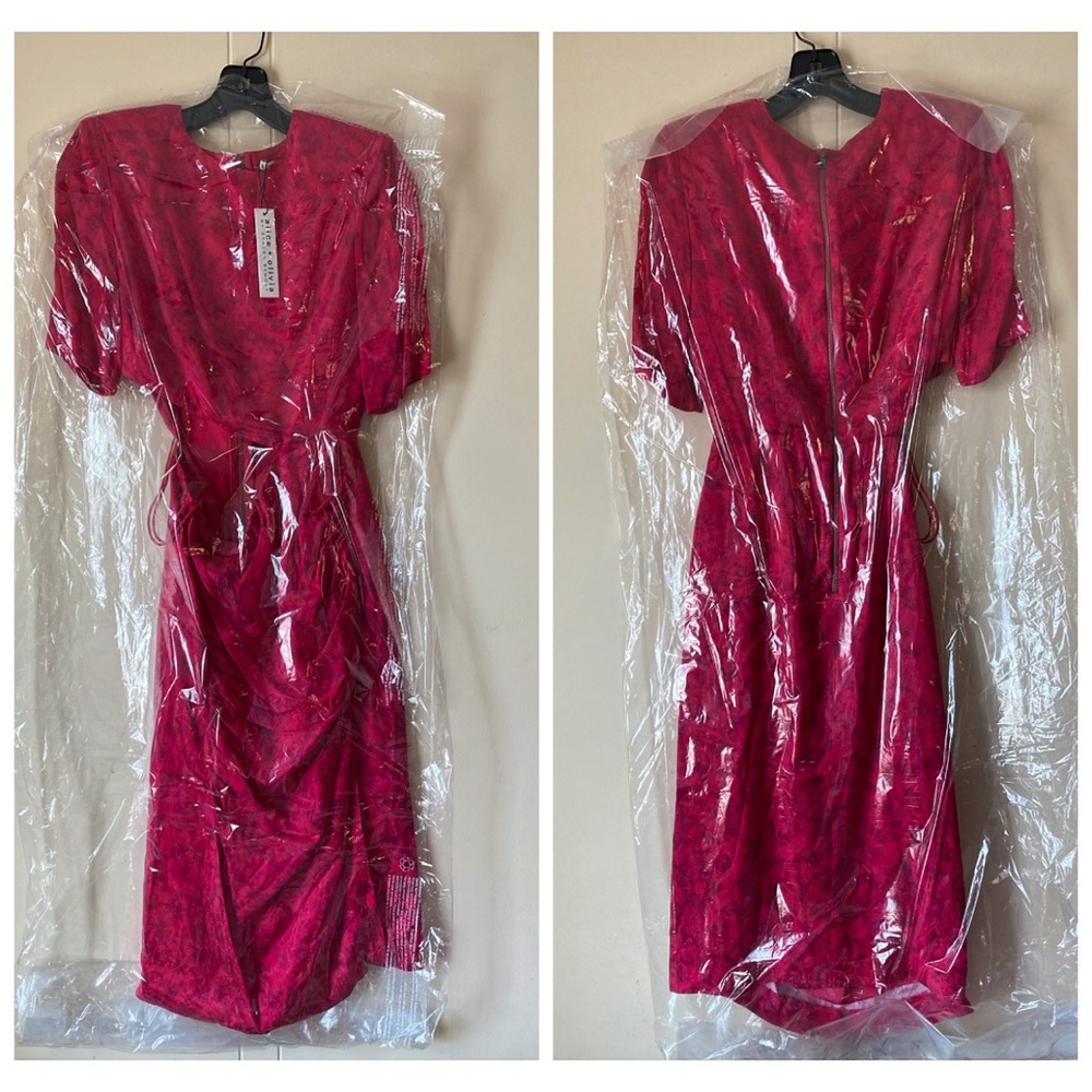 Alice + Olivia Stella Wild Bold Pink Cut Out Slit Midi Dress - Picture 7 of 16